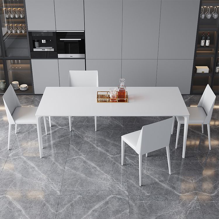 Sintered Stone Dining Table Industrial Style 4 Legs Base Rectangle Table for Home