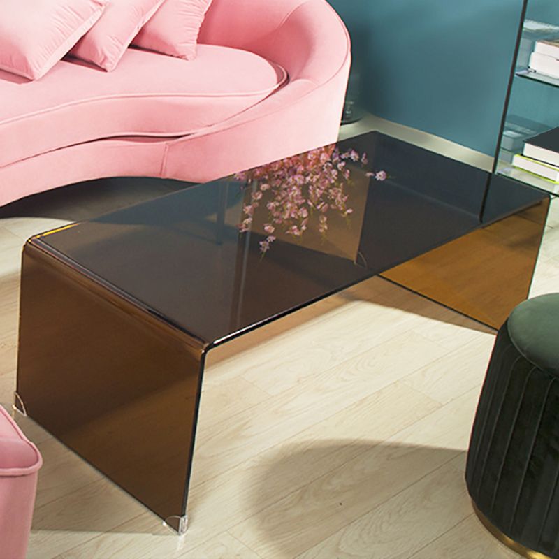 Brown Glass Sled Coffee Table Modern Rectangular 1 Single Cocktail Table