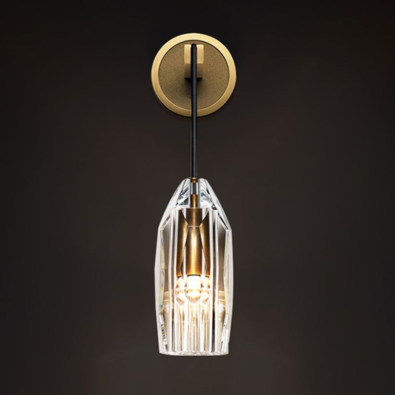 Crystal Gold LED Wall Lamp in Modern Luxury Style Copper Hanging Wall Sconce for Interior Spaces