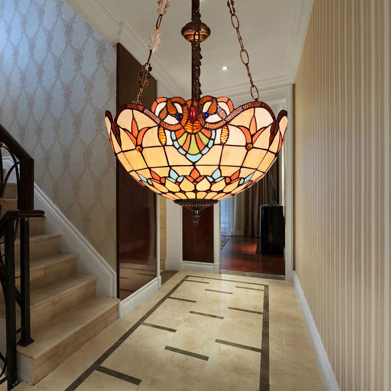 Luz de techo del tazón de estilo retro de estilo retro de 3 cabezas Semi Flush Techo Accesorio para iluminación de dormitorio