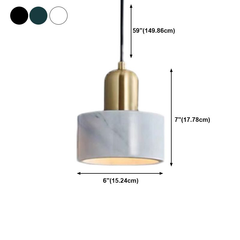 Brass Finish Small Pendant Light Nordic 1-Bulb Marble Suspension Lamp for Bedroom