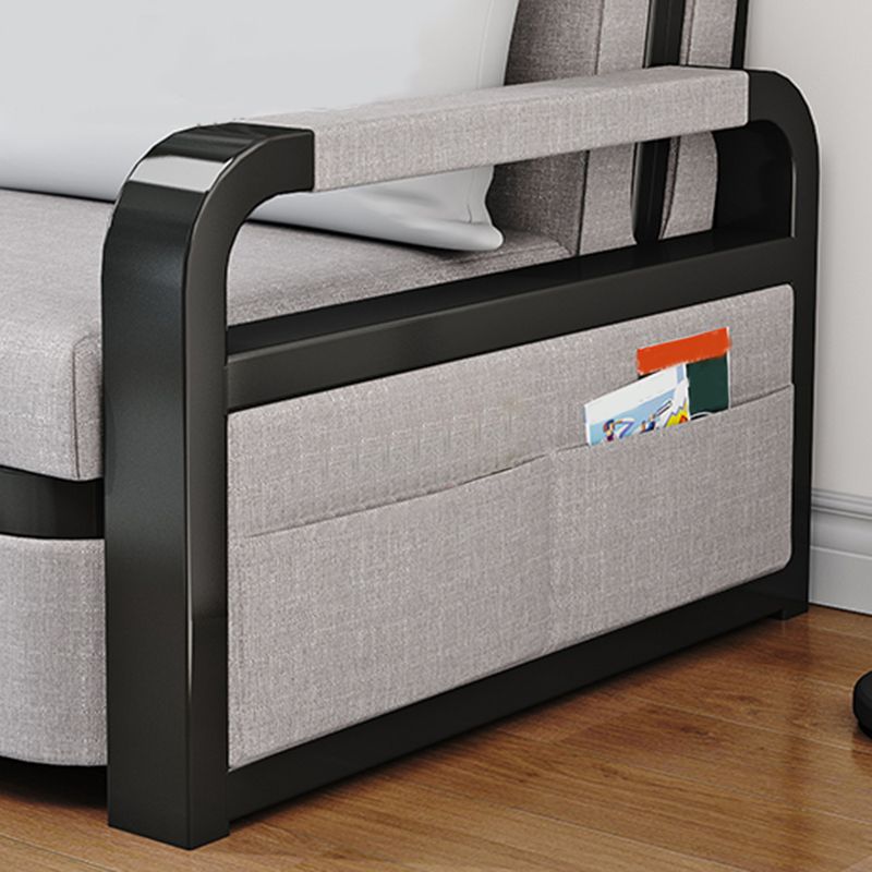 Contemporary Foldable Futon Sleeper Gray Futon and Mattress with Storage