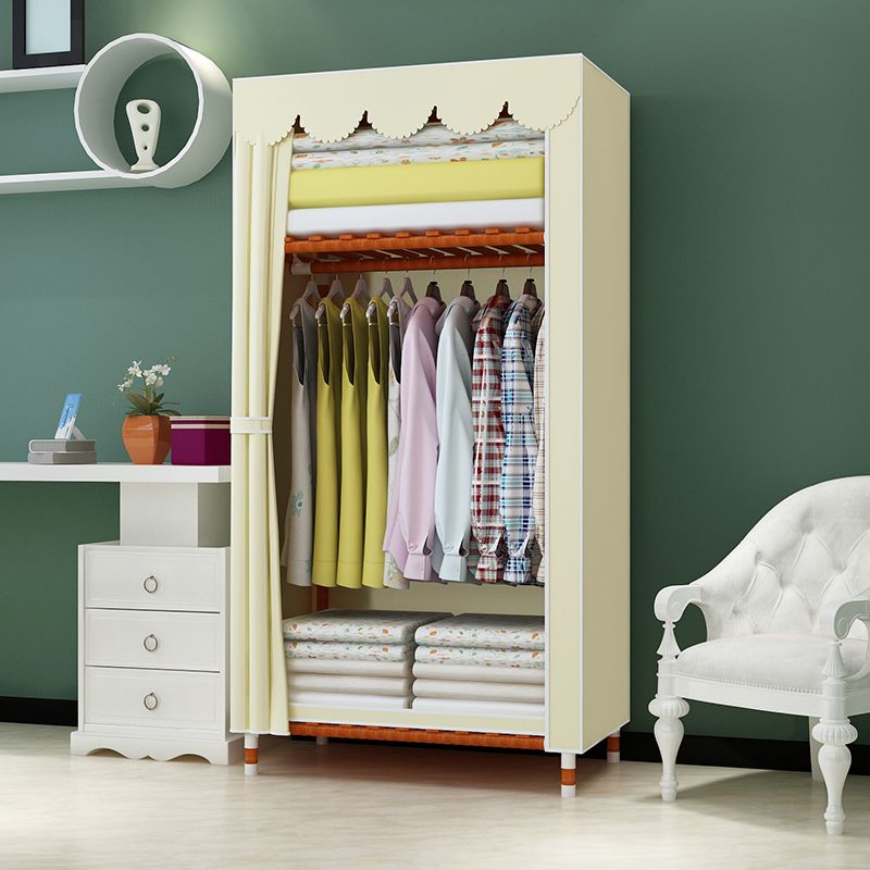 Meringue Wood Frame Wardrobe Cabinet Modern Style Wardrobe for Bedroom