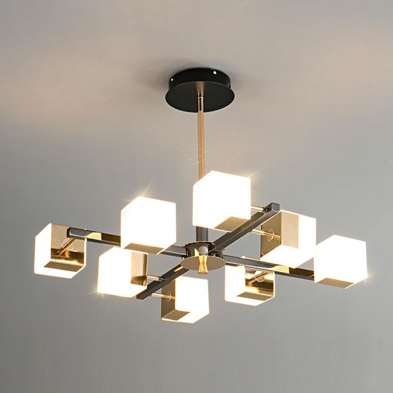 Postmoderne Metallkronleuchter leichte quadratische Form Anhänger Beleuchtung für Wohnzimmer