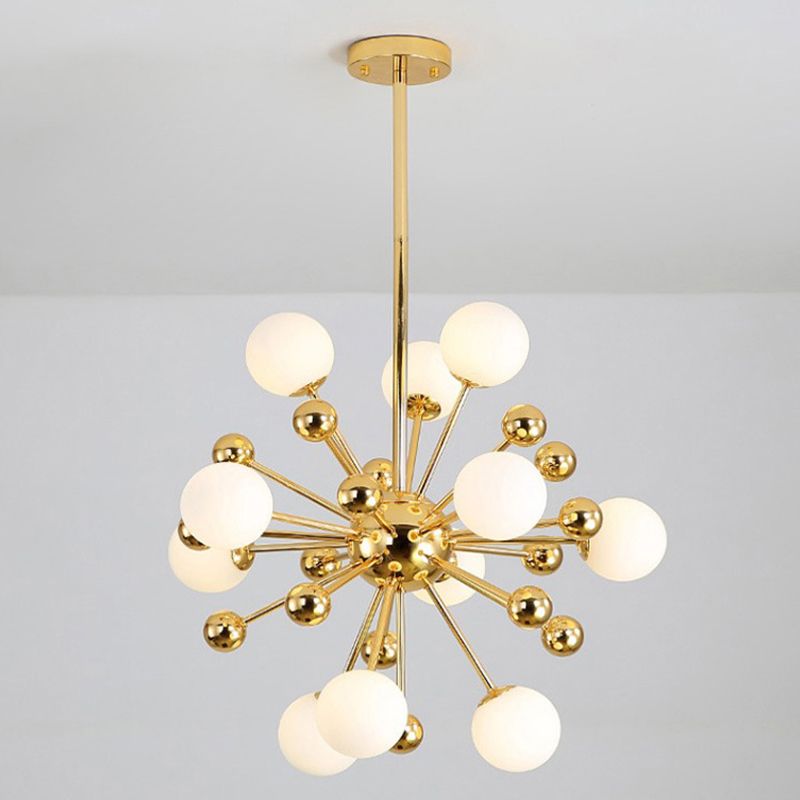 Lampadario in metallo in metallo a forma di buio in oro elettroplato Post-moderna Glassa di vetro appeso per sala da pranzo camera da letto