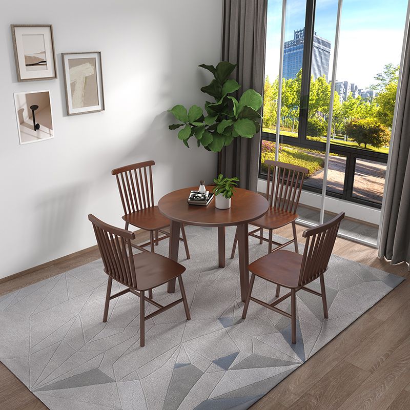 Table à manger en bois massif contemporain table de forme ronde avec base de 3 jambes
