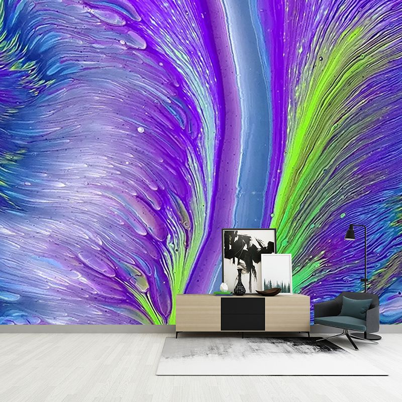 Peinture murale abstraite pour décoration de salon aux couleurs douces, réalisée sur mesure