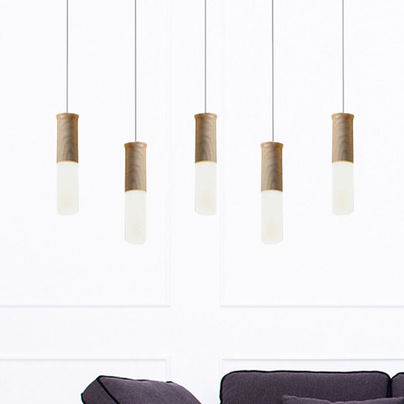 Röhrchen Holz LED Pendelleuchte zeitgenössische 1/5/7/9-köpfige Küchendecke Hängelampe mit Diffusor