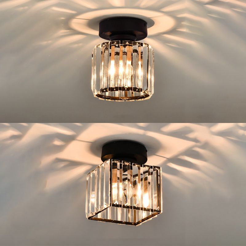 1 - Light Flush Mount in Black / Gold Finish Metal Geometric Ceiling Flush