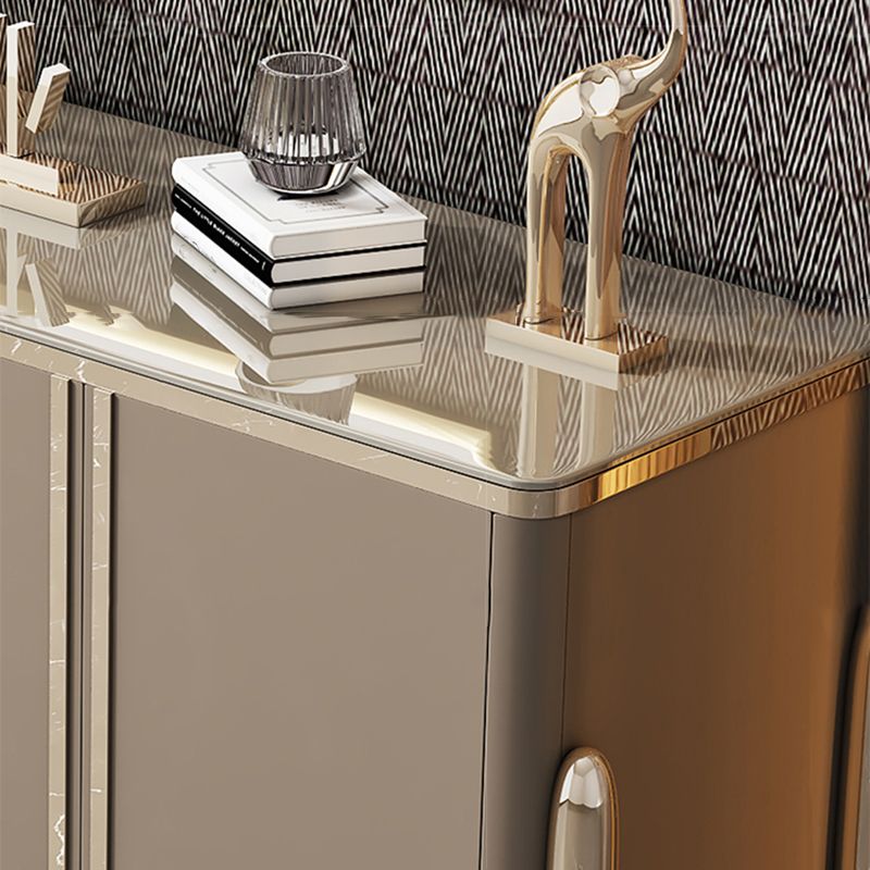 Glam Door Sideboard Stone Top and Wood Sideboard for Living Room