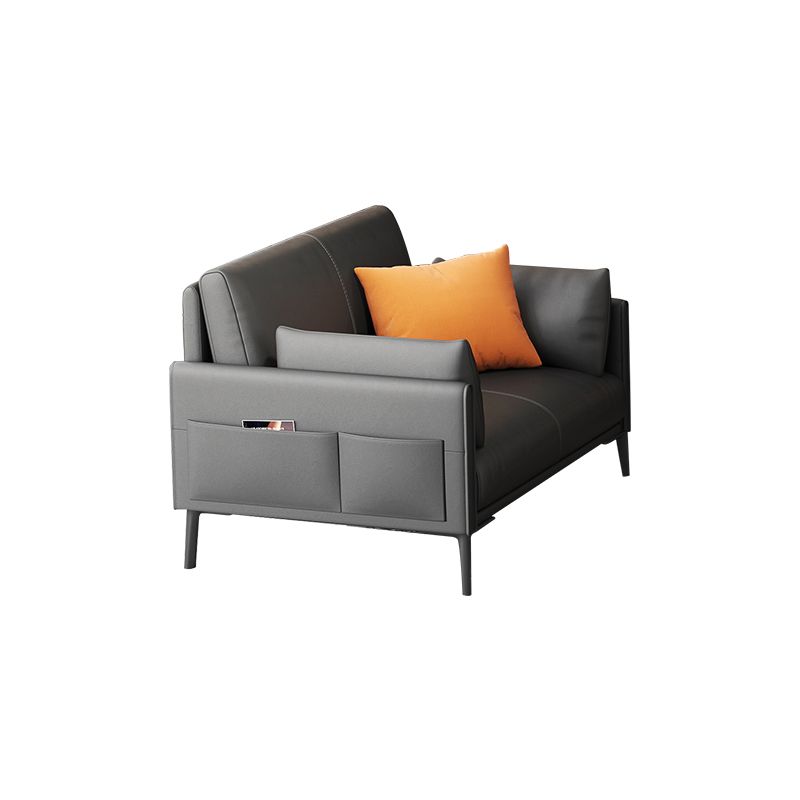 32.28" H Scandinavian Standard Square Arm Sofa with Pillow Back in Brown Finish