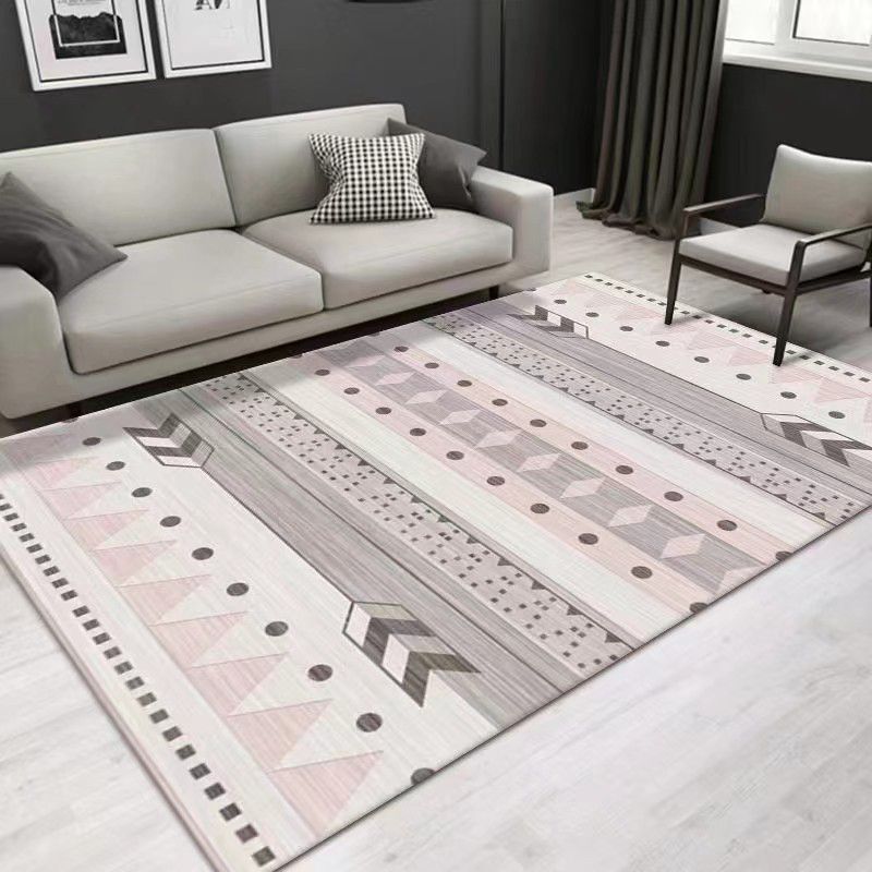 Beige Morocco Rug Polyester Graphic Rug Stain Resistant Rug for Living Room