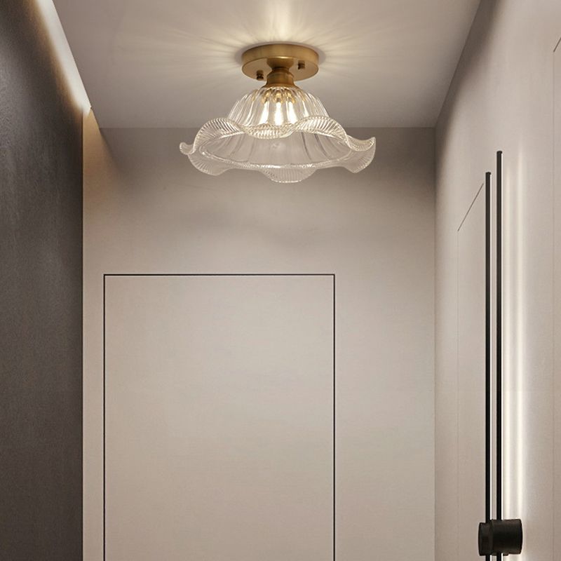 One-Light Vintage Ceiling Light Brass Metal Ceiling Mounted Fixture