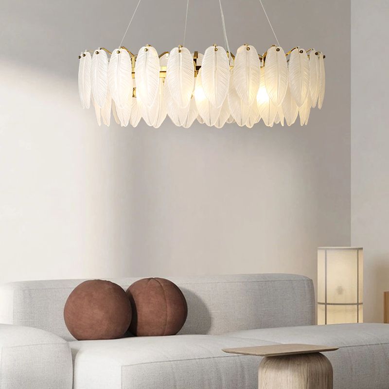 Modern Simple Led Pendant Light Metal Feather kroonluchter voor eetkamer