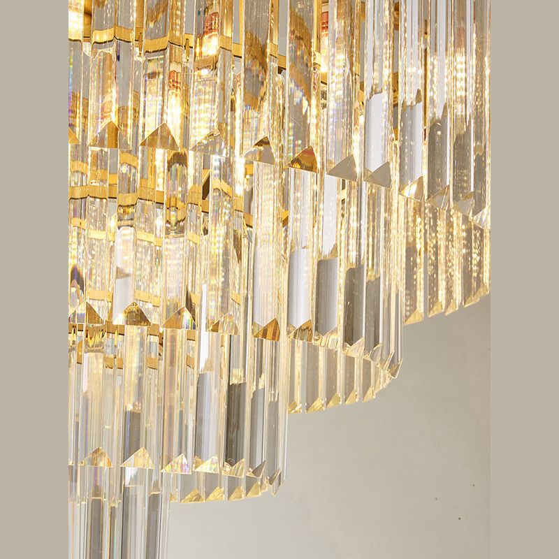 Conical Metal LED Ceiling Light in Modern Luxury Style Crystal Flush Mount for Dining Room