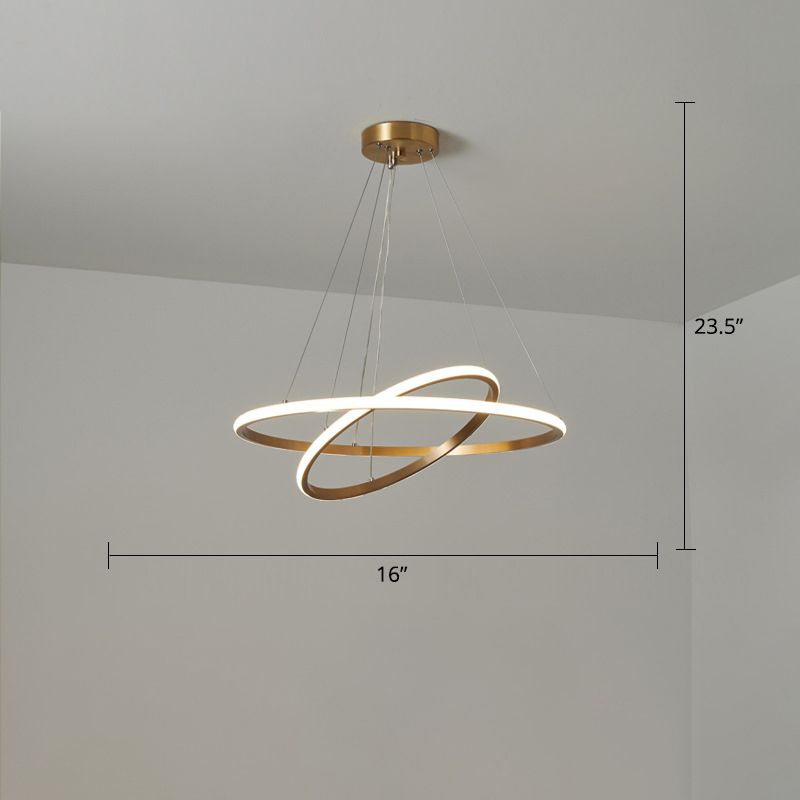 Moderno lampadario circolare a LEDelier Metal Metal Sospension Accensione in oro