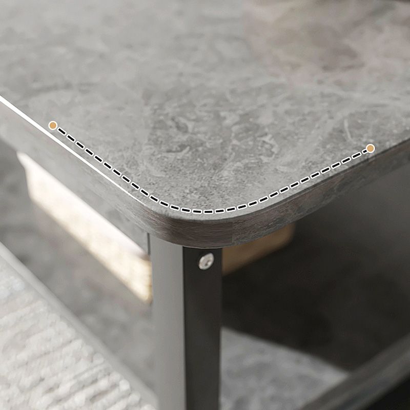 16.5"H Modern Solid Mental Base Black /Gold/white Rectangular Coffee Table