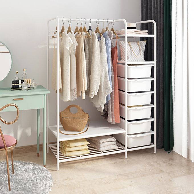 Contemporary Metal Wardrobe Cloth Rod Included Wardrobe Closet for Bedroom