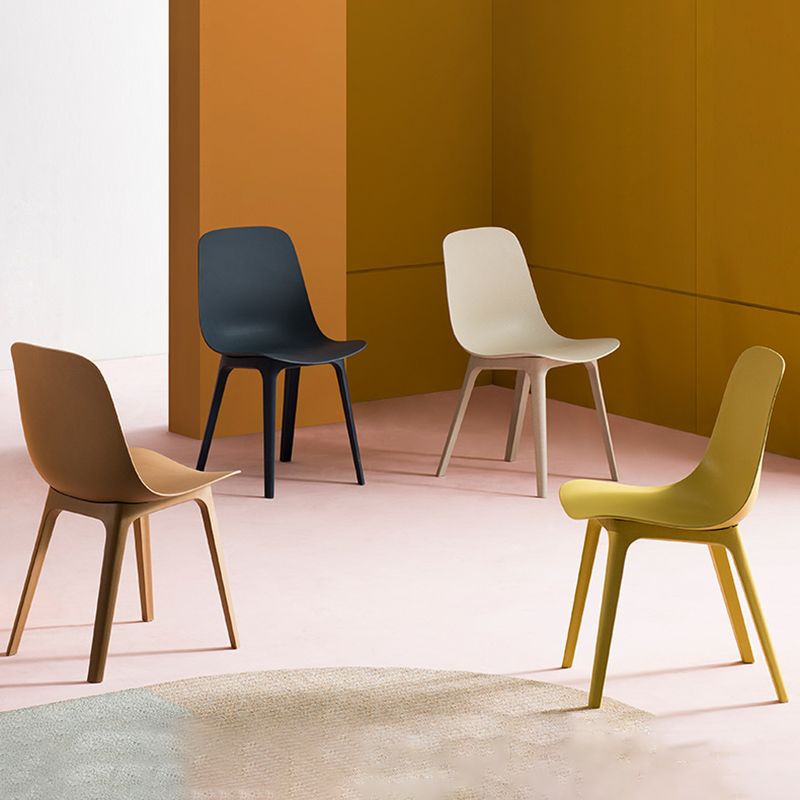 Silla escandinava sin brazos con respaldo sólido, sillas laterales de comedor de plástico