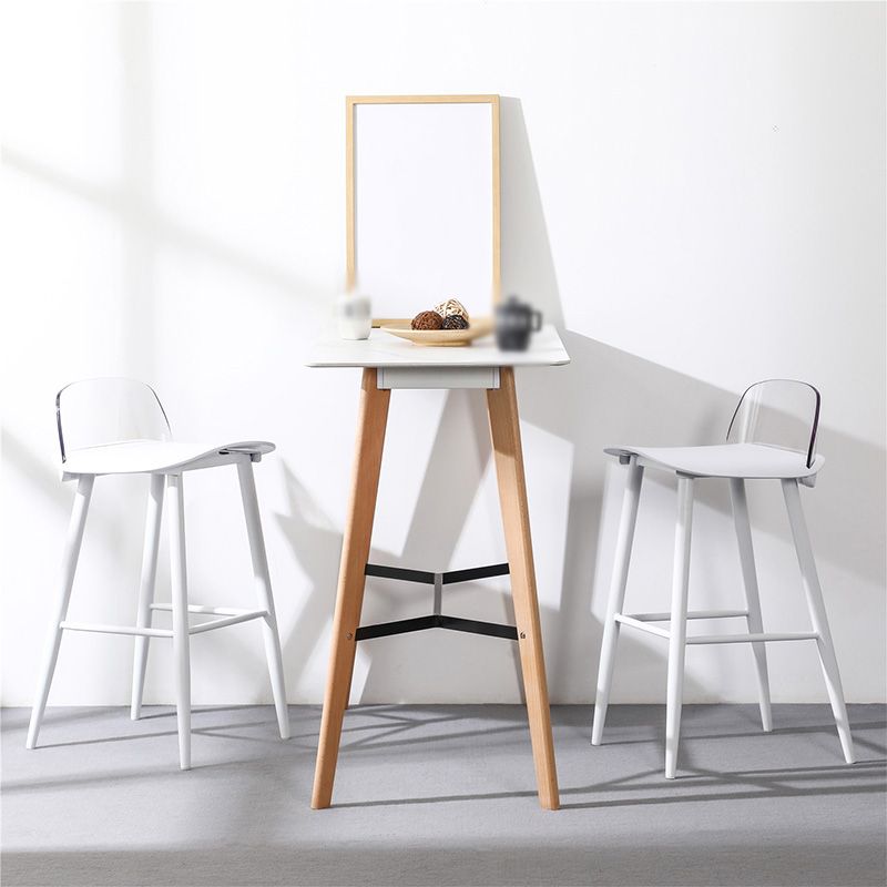 Industrial Style Bar-stool with 4 Legs Low Back PP Seat for Kitchen Bar