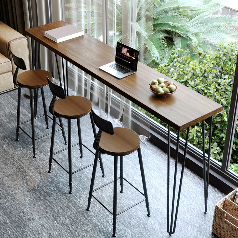 Rectangle Solid Wood Pub/Bar Table Glam Indoor Bistro Bar Height Cocktail Table