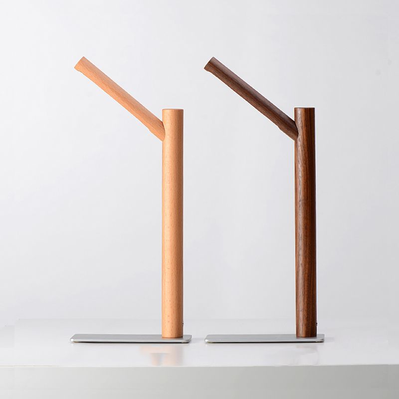 Linear 1 Light Table Lamp Contemporary Wood Nightstand Lamps for Study Room