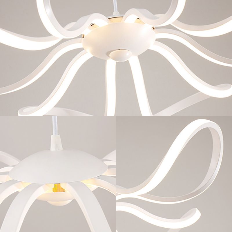 Petal Chandelier Lamp Modern Acrylic Single Light White Ceiling Pendant in White/Warm Light