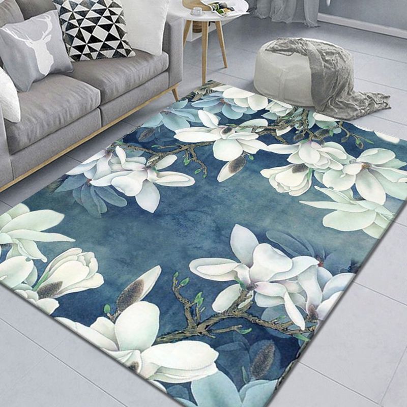 Trendy Floral Design Rug Modern Comfort Carpet Polyester Non-Slip Backing Rug for Home Decor