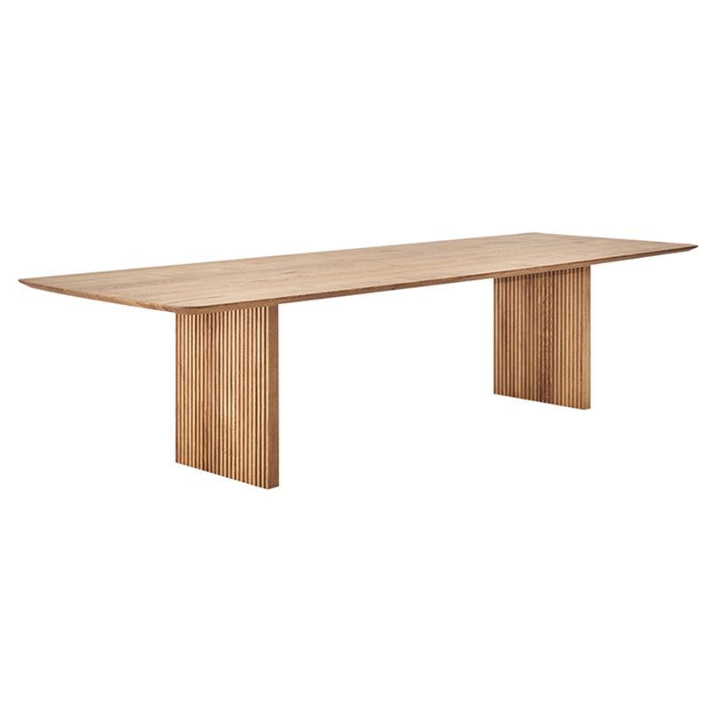 Rectangle Dining Table Modern Oak Solid Wood Double Pedestal Dining Table