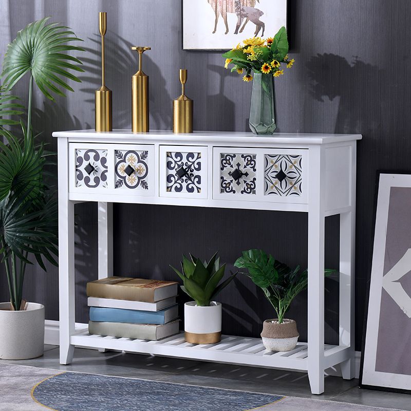 Mid-Century Modern Console Table Rectangle Console Table Floor Shelf