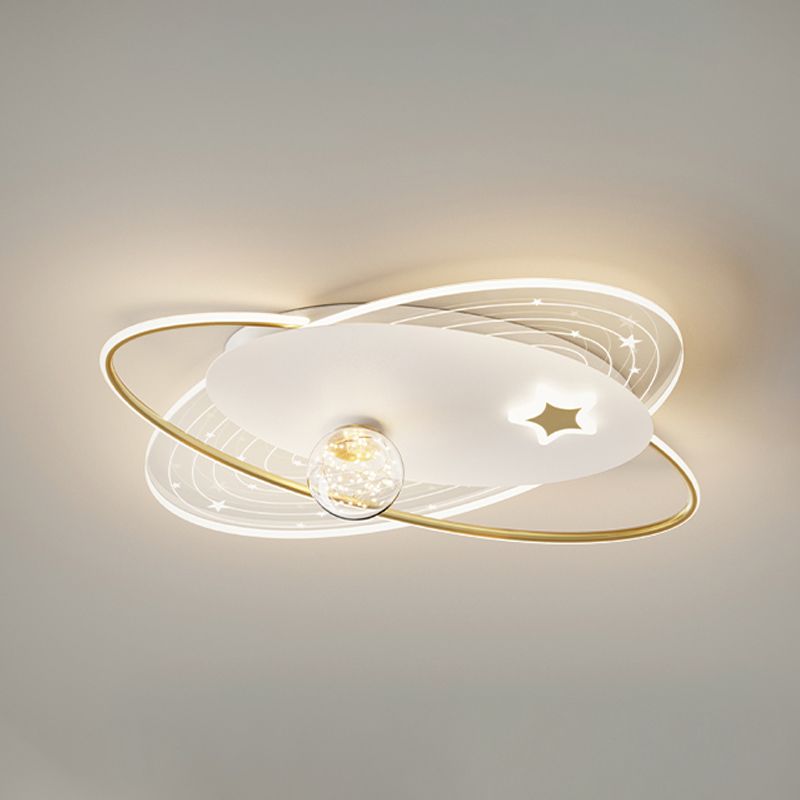 Round Shade 4-Lights Flush Mount Modern Style Flush Mount Ceiling Lighting Fixture in Gold