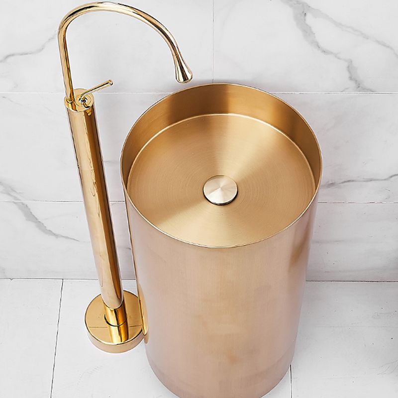 Contemporary Bathroom Faucet Floor Mounted Copper One Handle Freestanding Tub Fillers