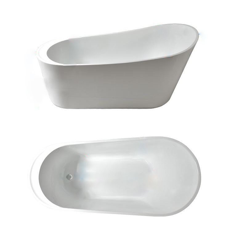 Slipper Modern Bath Oval White Soaking Acrylic Stand Alone Bathtub