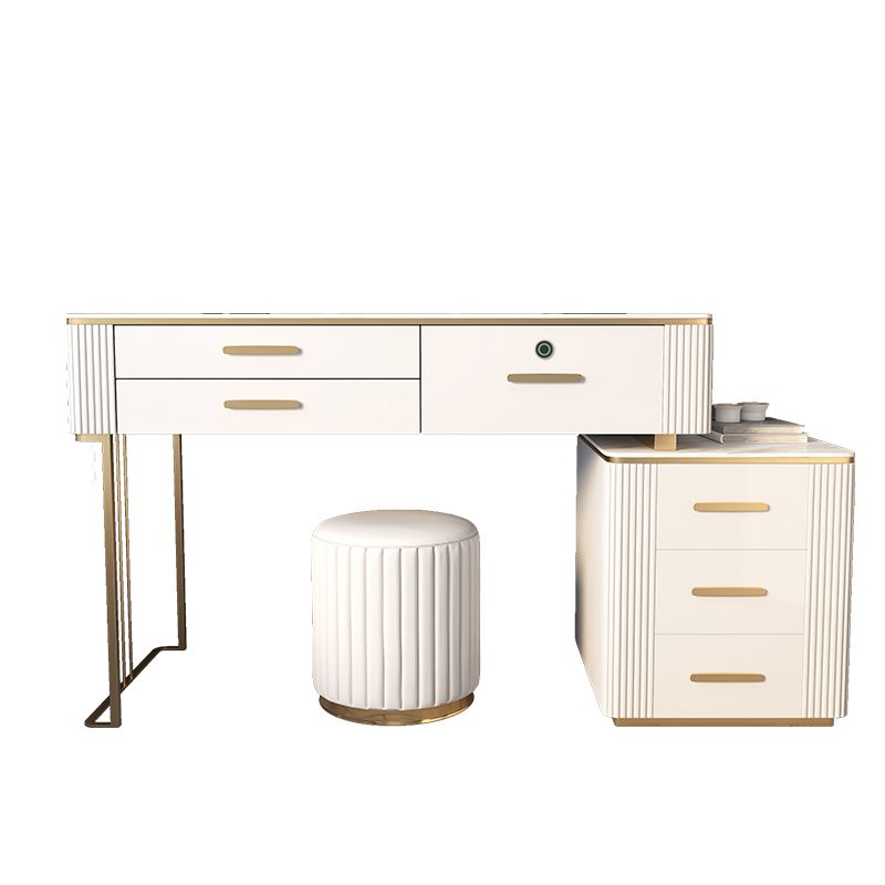 Glam Wood Make-up Vanity Slate Top Vanity Dressing Table with Drawer