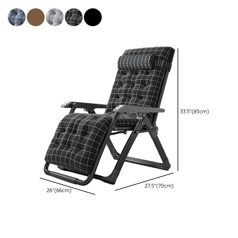 Contemporary Style Standard Recliner Metal Plaid Foldable Chair