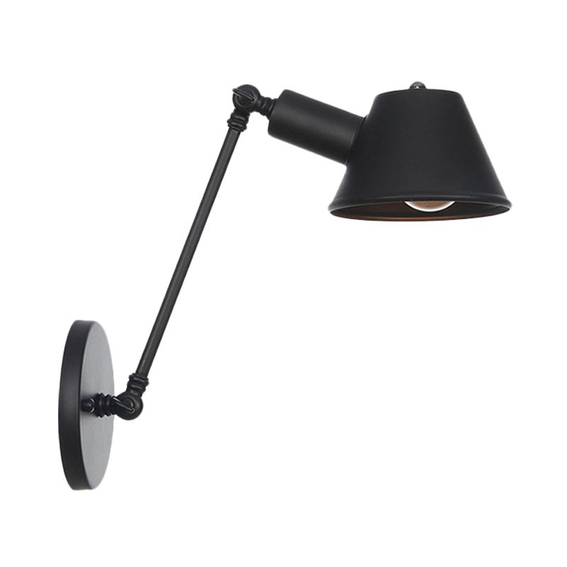 Black 1 Bulbe Mur Wall Lampe Farmhouse Ferme Iron Bell Mur Wall Mount Lightture avec 8 "/ 12" de long bras swing