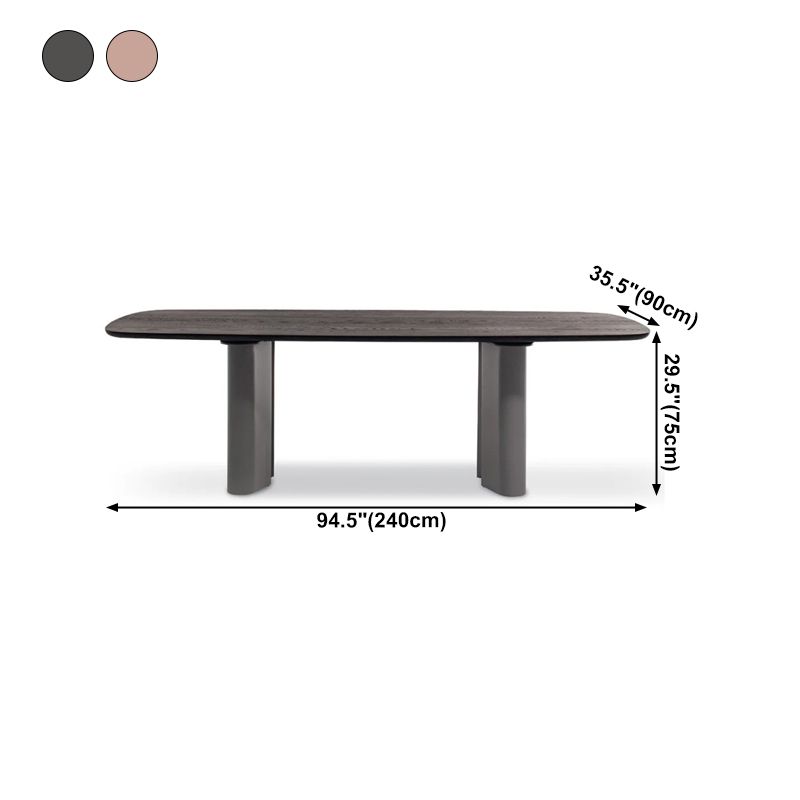 Modern Solid Wood Dining Table for restaurant Rectangle Table with Double Pedestal