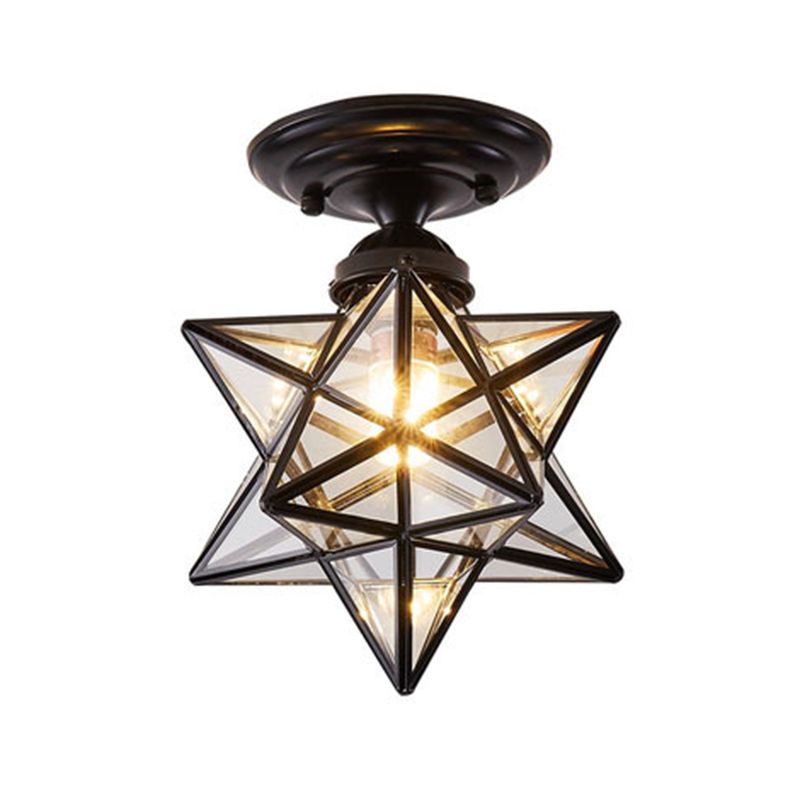 Colonical Creative Star - Lámpara de techo individual de cobre con pantalla de cristal