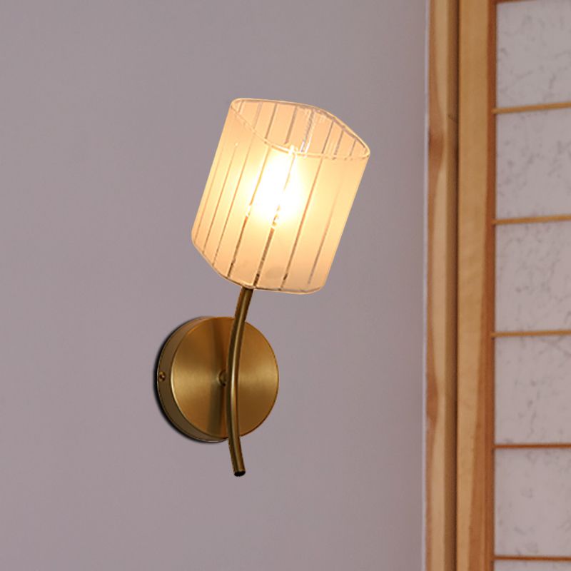 Moderne stilvolle rechteckige Wandlampe 1/2-Licht gefrostete Glaswandbeleuchtung in Gold für Schlafzimmer