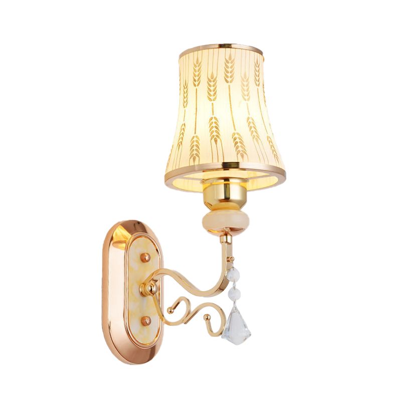 ARC Wheat Wheat Glass Glass Mount Light Modernism 1 Bulb Gold Finish Lámpara de pared de la pared