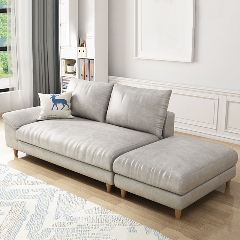 Modern Faux Leather and Linen Chaise Lounge Solid Color Chaise Lounge