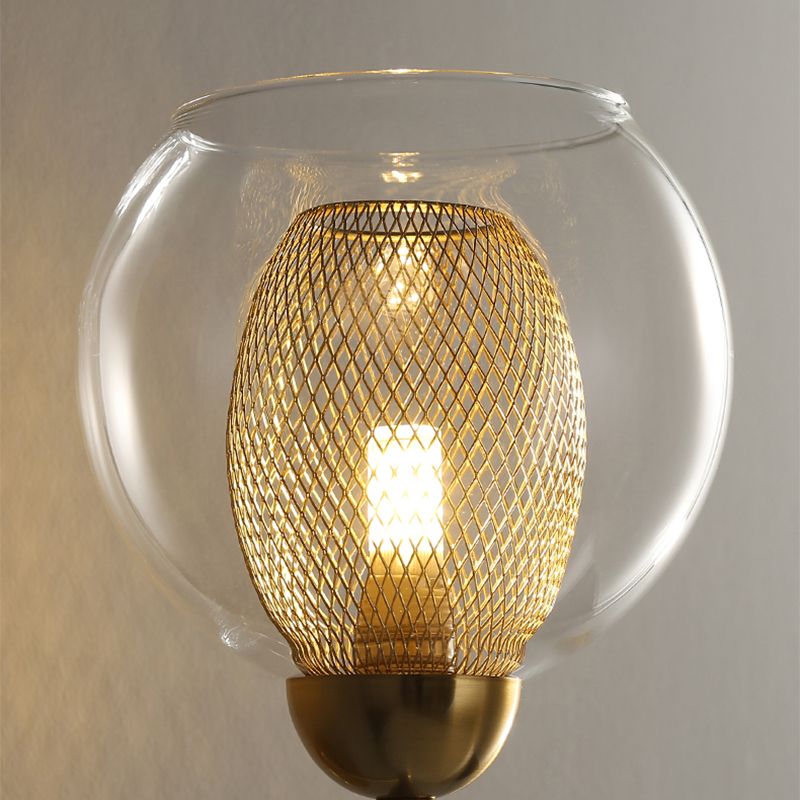 Lámpara de pared de forma dual de forma Modernista de vidrio transparente y luz de pared metálica en negro/dorado