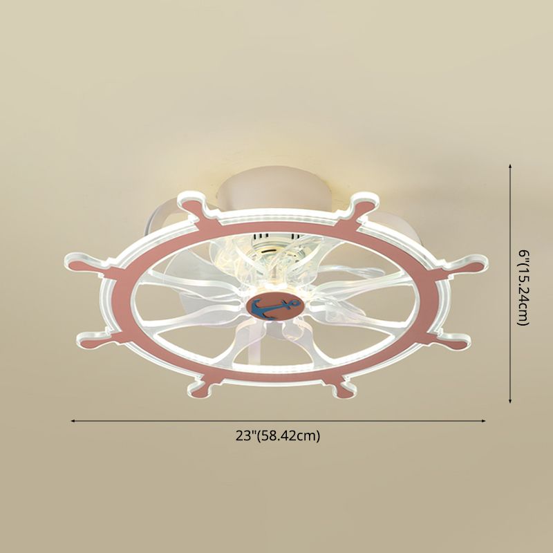 Ventilateur de navigation de voile unique Light Méditerranéen LED à LED Semi Flush For Room pour les enfants