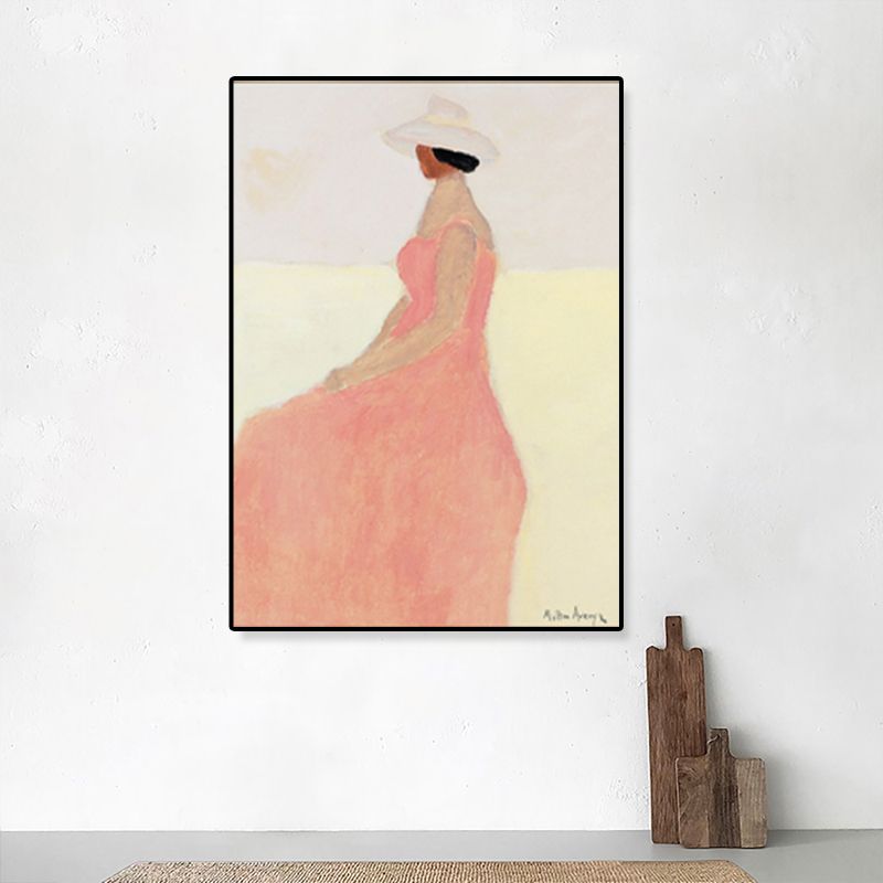 Moderne vrouw canvas print pastel kleur getextureerde muur kunst decor voor huis interieur