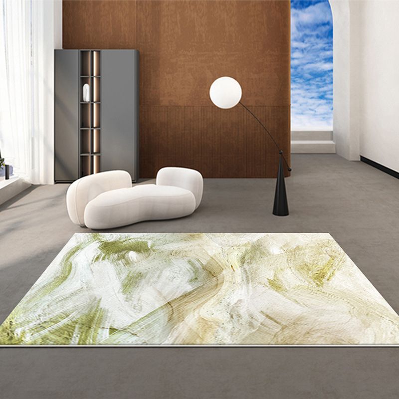 Green Modern Rug Polyester Graphic Area Rug Washable Rug for Living Room