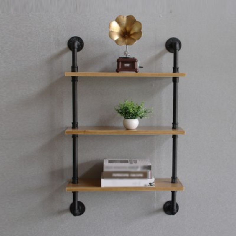 Wall Mounted Bookcase Industrial Metal Floating Shelf for Study Room