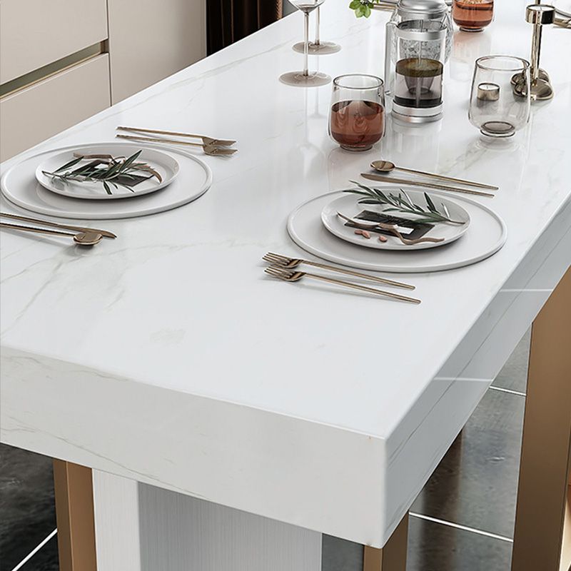 Glam Rectangle Bar Table Faux Marble Top Table for Patio Use