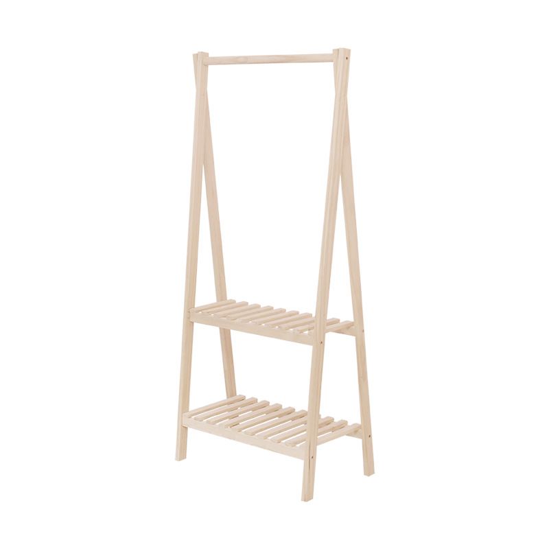Modern Free Standing Solid Wood Coat Rack with Storage Shelving