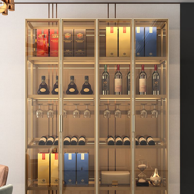 Modern Freestanding Metal Stackable Wine Holder Rack with Storage Shelves