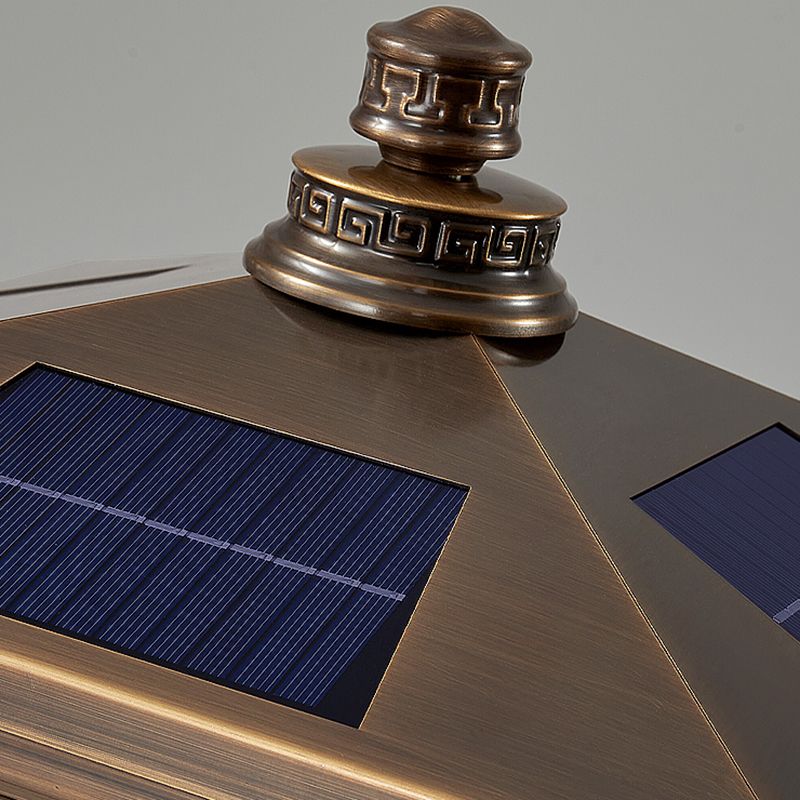 Rectangular Shape Metal Solar Pillar Lamp Modern 1-Light Outdoor Waterproof Light